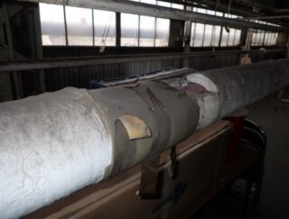 蒸気漏れ配管修理に伴う石綿含有保温材の除去工事（レベル2）